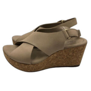 Clarks Tan Wedge Sandals